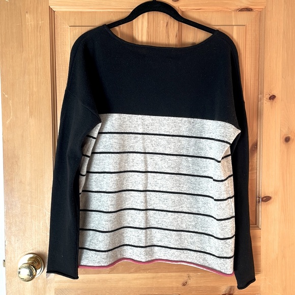 Philosophy 100% Cashmere black grey striped oversize sweater, size S - Picture 4 of 4
